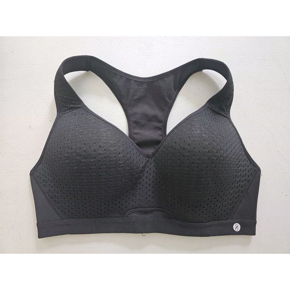 Layer 8 Bra Black Size XL Qwick-Dry Padded Hook & Eye Racerback